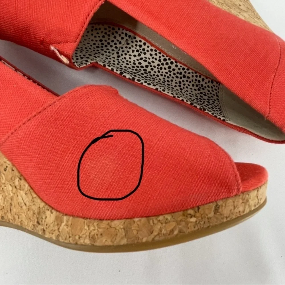 Toms Michelle Slubby Woven Organic Cotton Wedge in Paprika Fresh Flirty - Sz 10